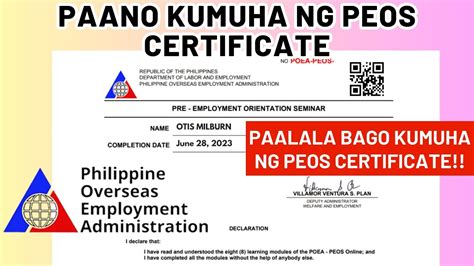peos account|Paano kumuha ng PEOS Certificate .